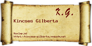Kincses Gilberta névjegykártya